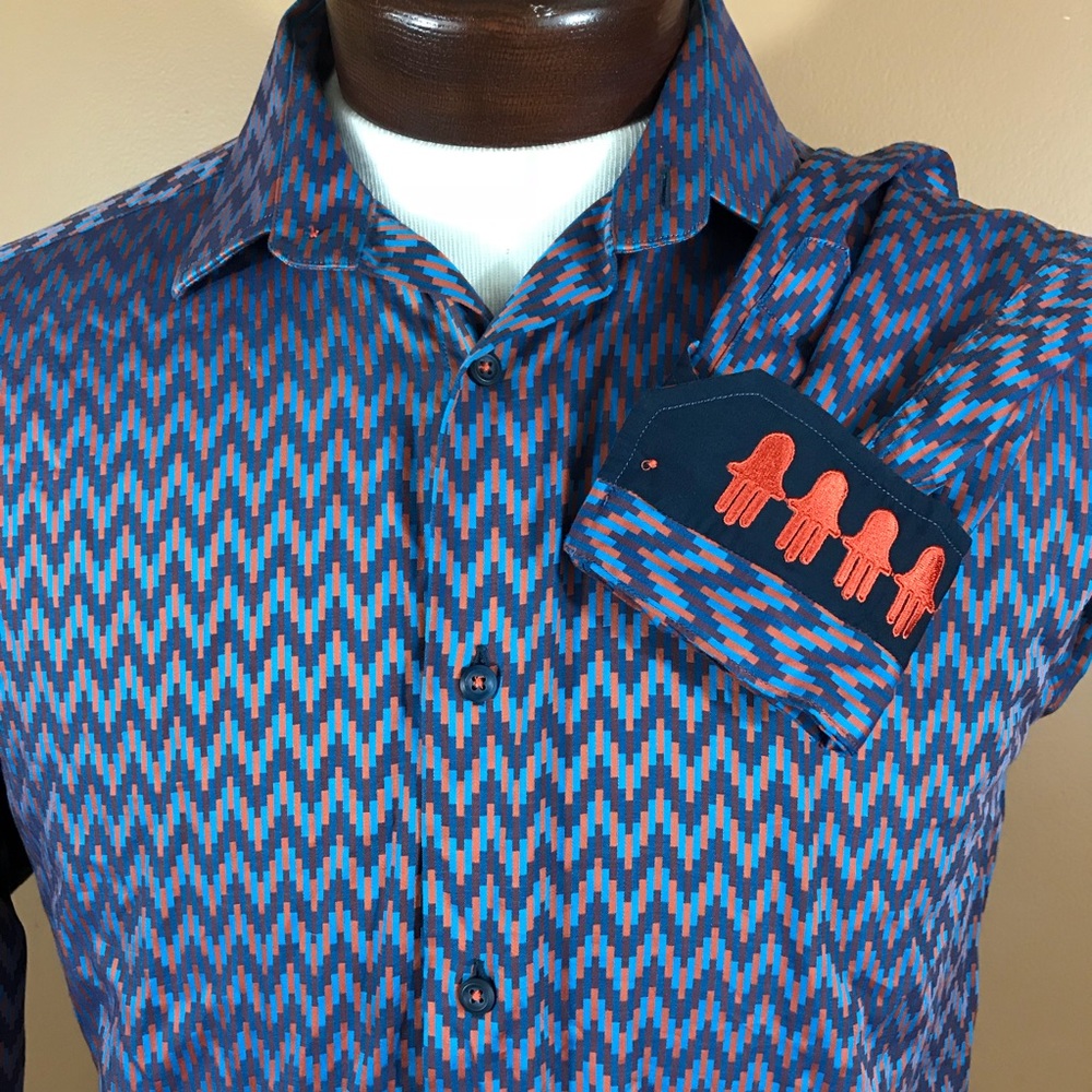 Visconti Black Chevron Pattern Shirt size Medium